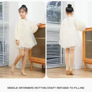 Kids 60D dance tights ballet pantyhose for girls, soft elastic footed pants for daily practice.