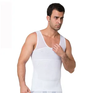Men's compression slimming body shaper vest for waist support and belly control fitness use.
