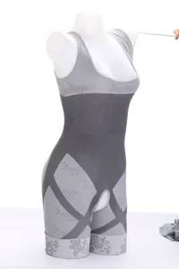 Seamless grey women shapewear bodysuit tummy control waist trainer breathable lift buttock