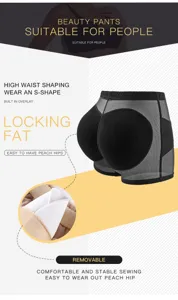 High waist shaping shorts with removable pads, designed for tummy control and peach hip lift.