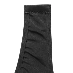Detailed view of black shapewear strap showing durable fabric and precise stitching quality.