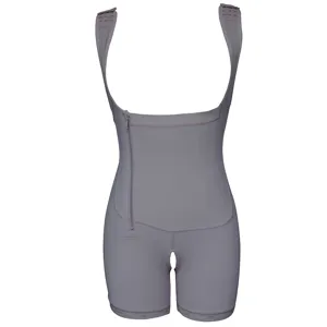 Plus size body shaper shapewear tummy control bodysuit with side zipper and adjustable straps.
