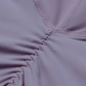 Plus size shapewear detail pink bodysuit breathable mesh stitching fabric texture comfortable