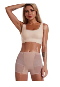 High waist tummy control shapewear shorts and top set, seamless butt lifter underwear.