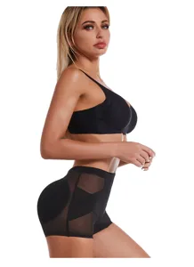 Black shapewear tummy control shorts with hip enhancer pads for women body shaping curve.