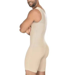 Men's body shaper bodysuit slimming shapewear tummy control compression underwear beige