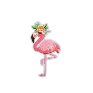 Flamingo embroidery patch cute bag clothes decoration badge iron on sticker appliques