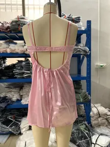 Sexy pink backless satin slip mini dress for women summer clubwear nightwear party outfit