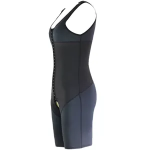 Men's black shapewear side detail showing front hook closure and tummy control structure.