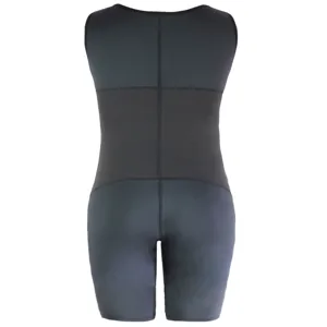 Men's compression slimming bodysuit back view, seamless body shaper for daily workout support.
