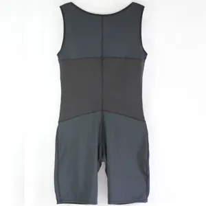 Detailed view of men full body shapewear bodysuit, dark grey compression slimming underwear.