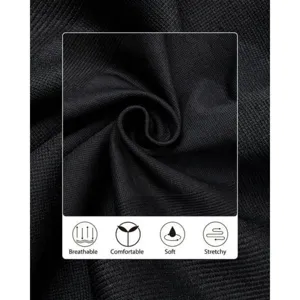 Close-up detail of black seamless shaper vest fabric showing breathable and stretchy knit texture.