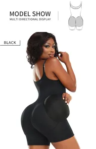 Guaina contenitrice nera taglie forti body modellante pancia piatta con imbottiture rimovibili