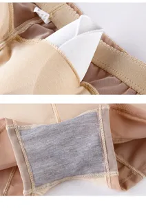 Women shapewear tummy control panties with hip pads breathable mesh fabric detail close up view