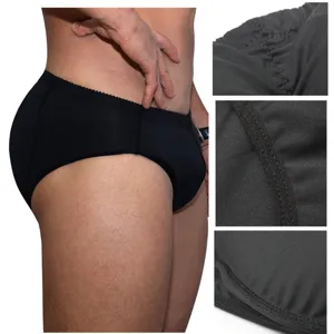 Men black padded shapewear hip enhancer breathable comfortable briefs underwear item