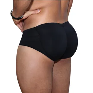 Men black padded butt lifter briefs shaping underwear breathable sexy fake hip underwear