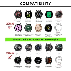 Guida compatibilità cinturino in silicone per Samsung e Huawei 20mm 22mm smartwatch guida.
