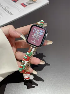 Bracelet de montre en perles de Noël de remplacement pour Apple Watch accessoires doux