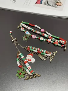 Bracelet Apple Watch en perles de Noël lanières en argile colorée design de vacances accessoire