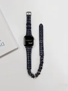 Tweed Metallkette Apple Watch Armband, süßes und cooles Doppelkreis-Design für Smartwatch.