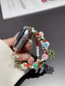 Bracelet de montre de remplacement en perles colorées de Noël en poterie douce pour Apple