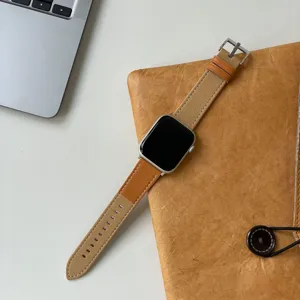 Kombiniertes Leder Apple Watch Armband, weiches Echtleder Ersatzarmband für iWatch Serien.