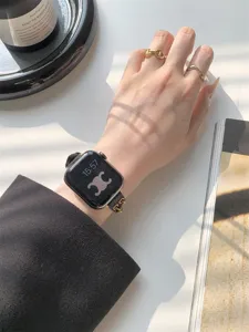 Denim Ketten Uhrenarmband fuer Apple Watch, stylisches Ersatzband fuer Smartwatch.