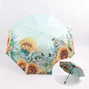 Double-print double-layer sun umbrella with UV protection for sunny and rainy days.