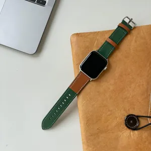 Gruen braun echtes Leder Uhrenarmband kompatibel mit Apple Watch Serie ultra SE 9 8 7 6