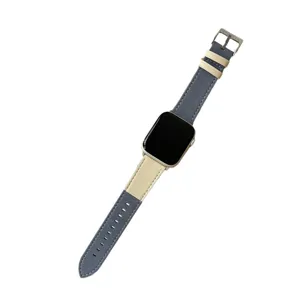 Farbblock echtes Leder Uhrenarmband kompatibel mit Smartwatch elegantes Ersatzarmband neu