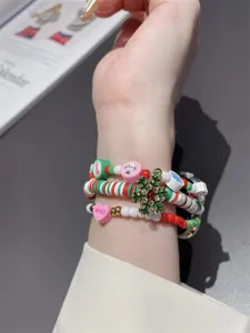 Bracelet de montre en perles de Noël compatible avec Apple Watch bandes en argile douce