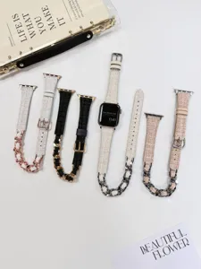Schickes Tweed- und Metallketten-Ersatzarmband kompatibel mit Apple Watch und Smartwatches.