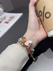 Bracelet de montre perles argile multicolore Noel avec pendentif pour Apple Watch serie