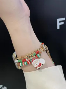 Bracelet Apple Watch de Noel chaine de perles en argile multicouche pendentif chic