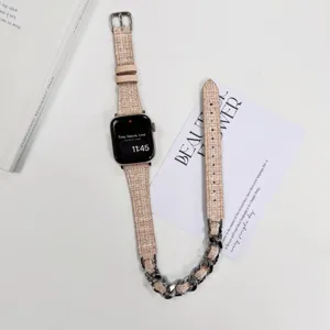 Tweed Metallketten Uhrenarmband fur Apple Watch, sußes cooles doppelt gewickeltes Design.