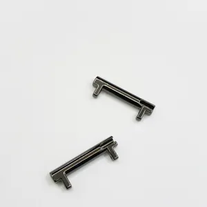 Black metal watch strap connector adapter, durable alloy replacement accessory.