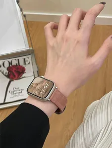 Roze suède leer vervangend bandje voor Apple Watch, zacht herfst winter accessoire