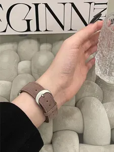 Bruine suède horlogeband vervanging compatibel met apple watch serie ultra se 8 7 dames band