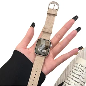 Kasjmir leer horlogeband compatibel met Apple Watch, zachte suède vervangende band.
