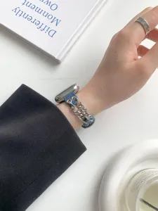 Denim Metallkette Apple Watch Armband Ersatz, Vintage Stil Zubehör für Smartwatch.