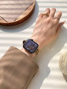 Retro Kette Denim Apple Watch Armband Ersatz stilvolles Metall Uhrenarmband Accessoire