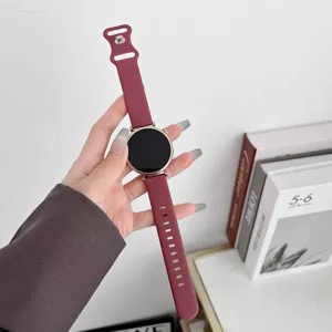 Silicone replacement watch strap, compatible with multiple smartwatches, soft and durable material.