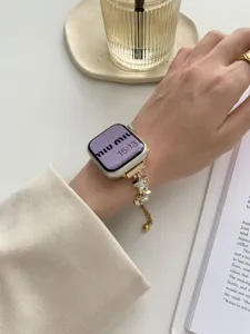 Metall Stern Zirkon Uhrenarmband für Smartwatch, elegantes Goldketten Design für Damen Alltag.