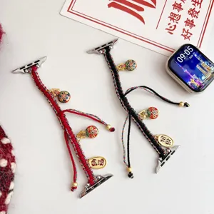 Braided lucky charm replacement strap for Apple Watch Series ultra 9 8 7 6 SE chic wristband