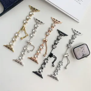 Elegantes Stern Kristall Metall Uhrenarmband kompatibel mit Smartwatches, glänzendes Accessoire.