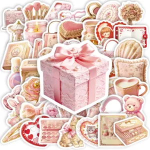 Schattige roze sticker set esthetische decoratieve waterdichte stickers voor notitieboek.
