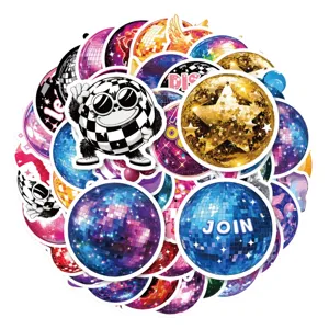 50 piezas pegatinas bola disco planeta impermeables stickers de moda para ordenador