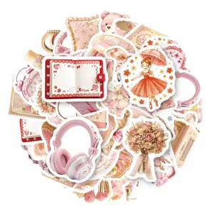 50st retro roze esthetische schattige stickers dagelijks waterdichte deco stickers