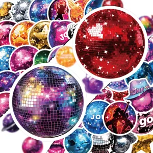 50pcs pegatinas de bola de disco, pegatinas de planeta brillante coloridas para botella