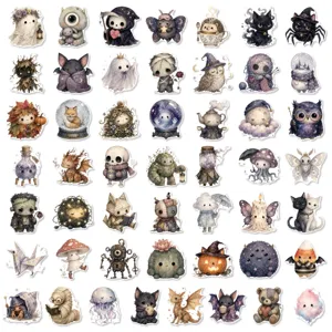 50 Stk süße gruselige Halloween Sticker dunkle Monster Aufkleber für Tagebuch Hülle